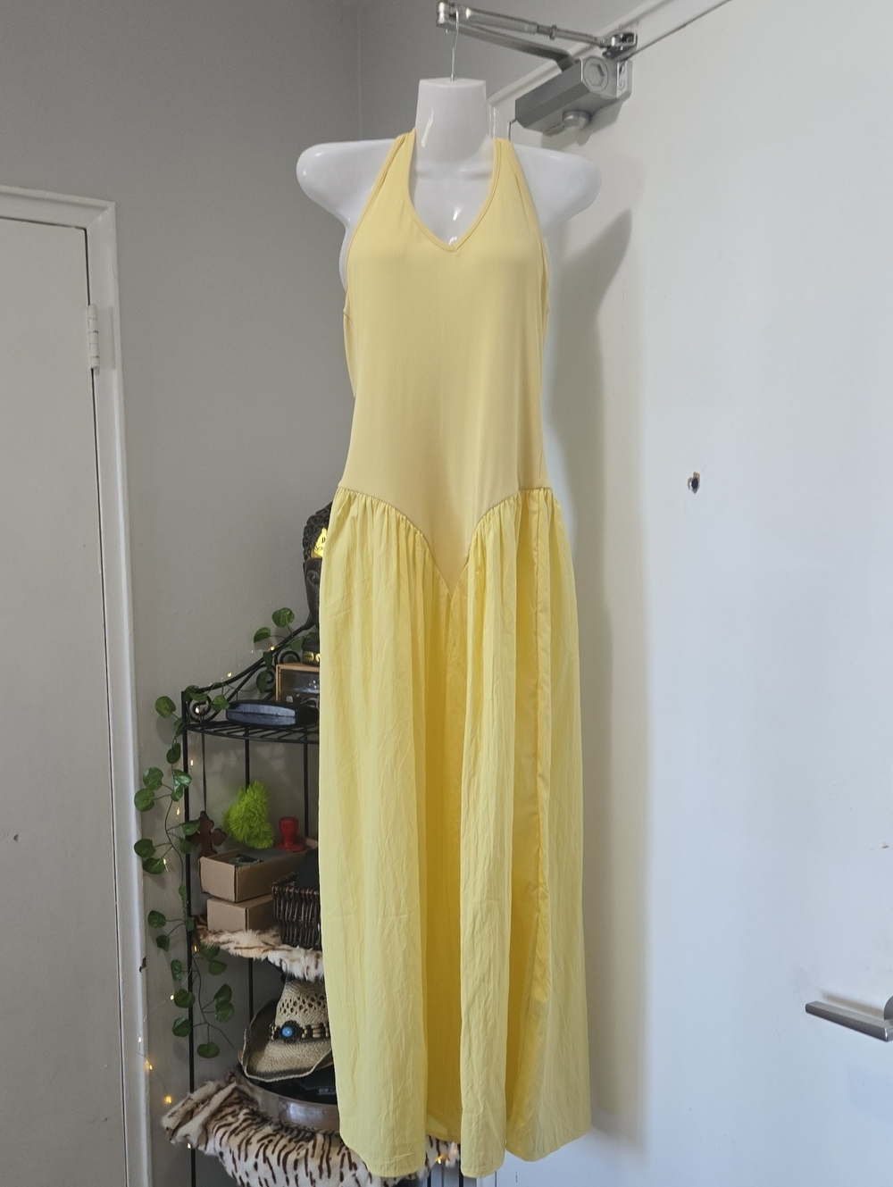 SHEIN Yellow Halter Maxi Dress